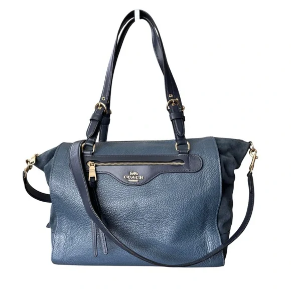 Coach Kleo Denim Leather Carryall Bag - Picture 1 of 15